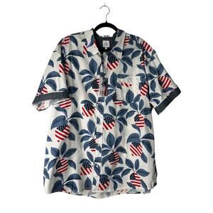 Free Planet Men’s Shirt Size 3X American Flag Stars Stripes Button Down Cotton